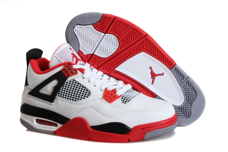 Классический Стиль jordan 4 Ретро Мужские баскетбольные кроссовки низкие AJ 4 белые огненные красные износостойкие 308497-116