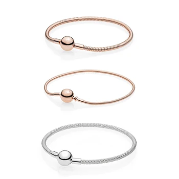 

NEW NEWEST 100% 925 Sterling Silver Rose Gold Bracelet Clear CZ Charm Bead ESSENCE Mesh Bracelets DIY For Women Jewelry