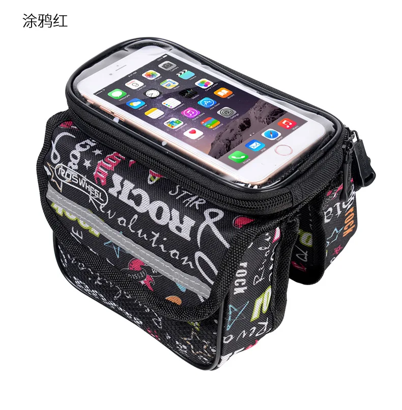 ROSWHEEL Bicycle shuang bian bao Mountain Bike Saddle Bag Bicycle GPS Upper Tube Bag Touch Screen Touch Control Mobile Phone Fro