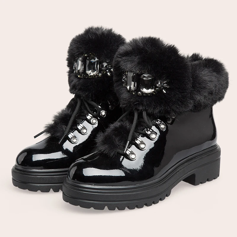 black fur boots