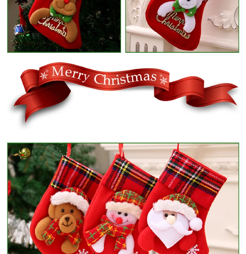 Santa Snowman Pendant Christmas Ornaments New Year Socks Christmas Decorations for Home Merry Christmas Tree Decorations Navidad
