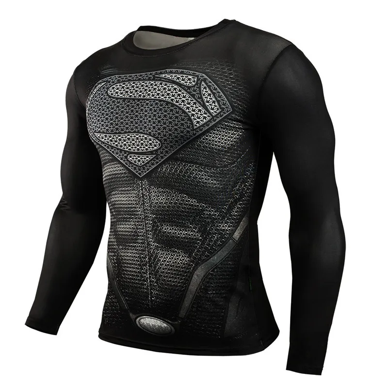 Спортивная Мужская футболка с длинным рукавом, Супергерой Каратель, 3D компрессионная футболка, быстросохнущая Мужская футболка для бега, для спортзала, фитнеса, топ rashgard - Цвет: 2