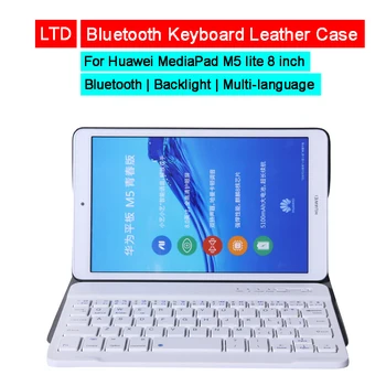 

Bluetooth Keyboard Leather Case For HUAWEI MediaPad M5 lite 8" Russian Arabic Hebrew Korean Thai Spanish French German Keyboard