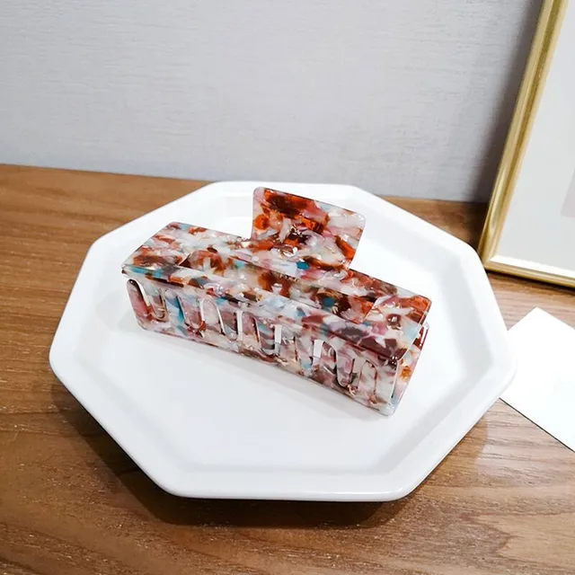 Bilandi 2021 New Hair Claw Large Geometric Hollow Square Tortoiseshell Leopard Acetate Hair Clip For Women Hair Accessories NO.11-10.5 cm