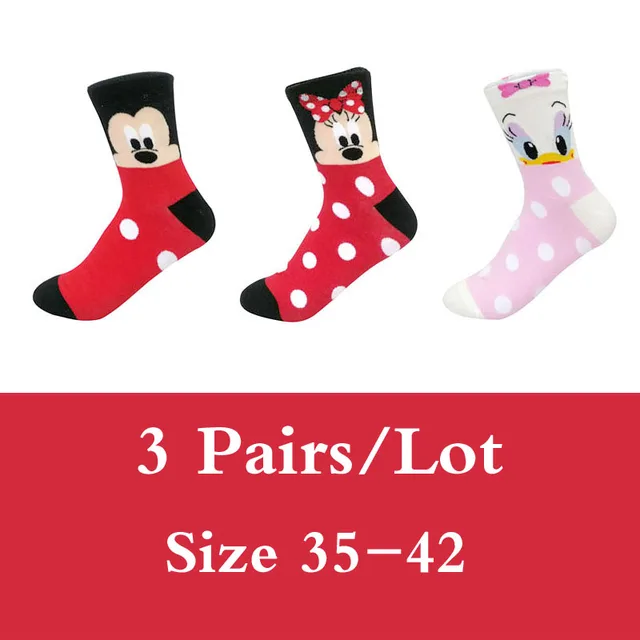 3 Pairs Casual Korea Women socks Cute Kawaii long socks Cartoon Mickey Minnie Donald Winnie Cotton socks girl socks Size 35-42 Turquoise
