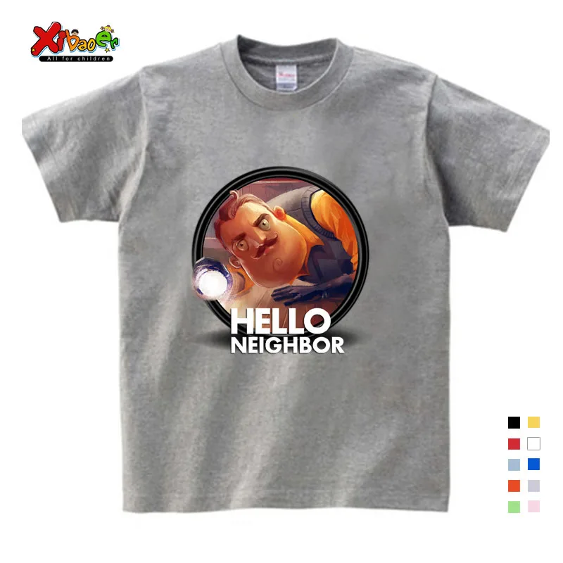 Г. От 2 до 12 лет толстовки с капюшоном «Hello neighor» из маленького хлопка детские рубашки для мальчиков, рубашка подростковая одежда для девочек, толстовки и свитера От 2 до 8 лет - Цвет: T-shirt
