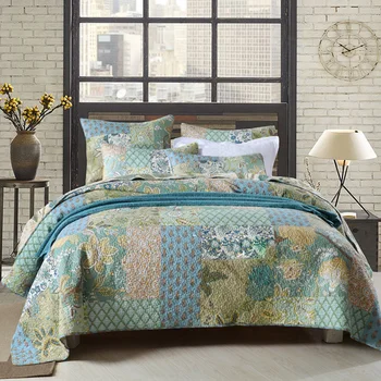 

GXC Bedspreads Patchwork Quilt Set 3PCS Cotton Quilts For Bed Vintage Quilted Bed Cover Pillowcase King Handmade Coverlet