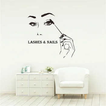 

Lashes&Nail Wall Decals Beauty Salon Manicure Beautiful Girls Mural Vinyl Wall Stickers Fashion Window Glass Decoration