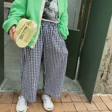 Tckids детская одежда по индивидуальному заказу 19 осенние туфли в стиле ретро, в японском стиле, платье в клетку, Повседневное брюки хлопковые прямые брюки для девочек