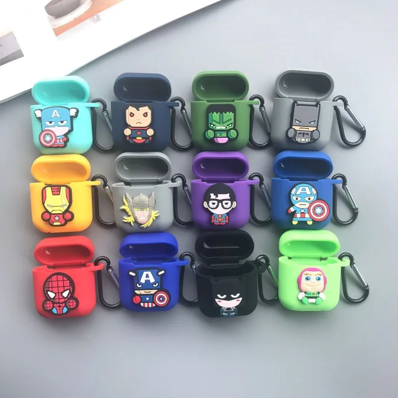 

Cute Cartoon Superheros Bluetooth Earphone Case Protective Cover Skin Accessories for Airpods Cases Charging Box with Ring Strap