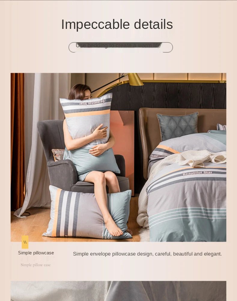100% cotton bed 4-piece coral fleece four-piece set Spring cotton bed linen quilt cover pillowcase home textile three-piece set