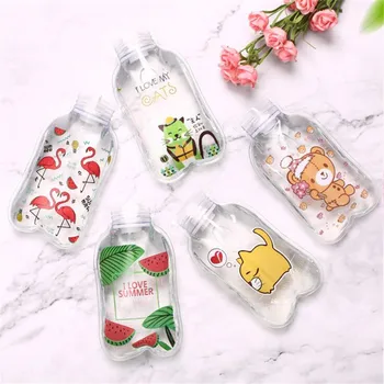 

1 pcs Small Transparent Hot Water Bottle Cartoon Simple Winter Warm Water Bag Student Portable Mini Water Warm Hand Treasure