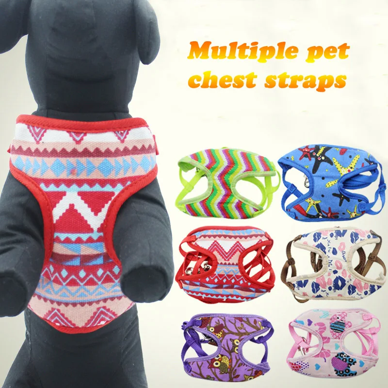 

Fashion Pattern Breathable Small Dog Pet Harness And Leash Set For Puppy Beagle Bulldog Pet Collar And Leashes Dogs Supplies