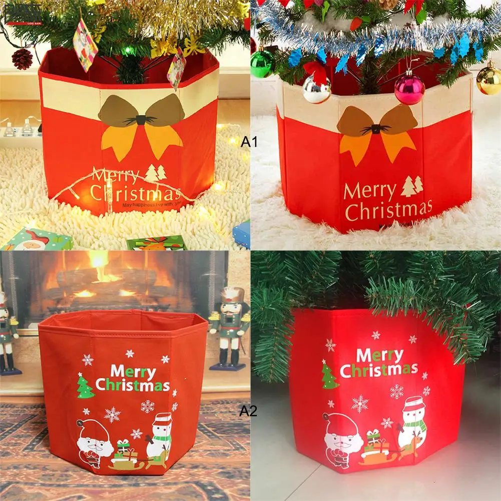 Folding Snowmen Base Box Xmas Tree Foot Cover Non-woven Storage Box Xmas Decor Multifunction Durable Christmas Tree Skirt Box