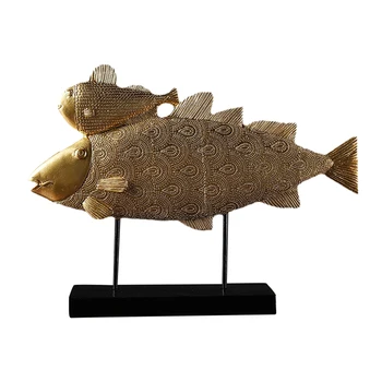 

Fashion Resin Ornament Double Goldfish Sculpture Ornaments Desktop Decor Craft for Home Office Golden White