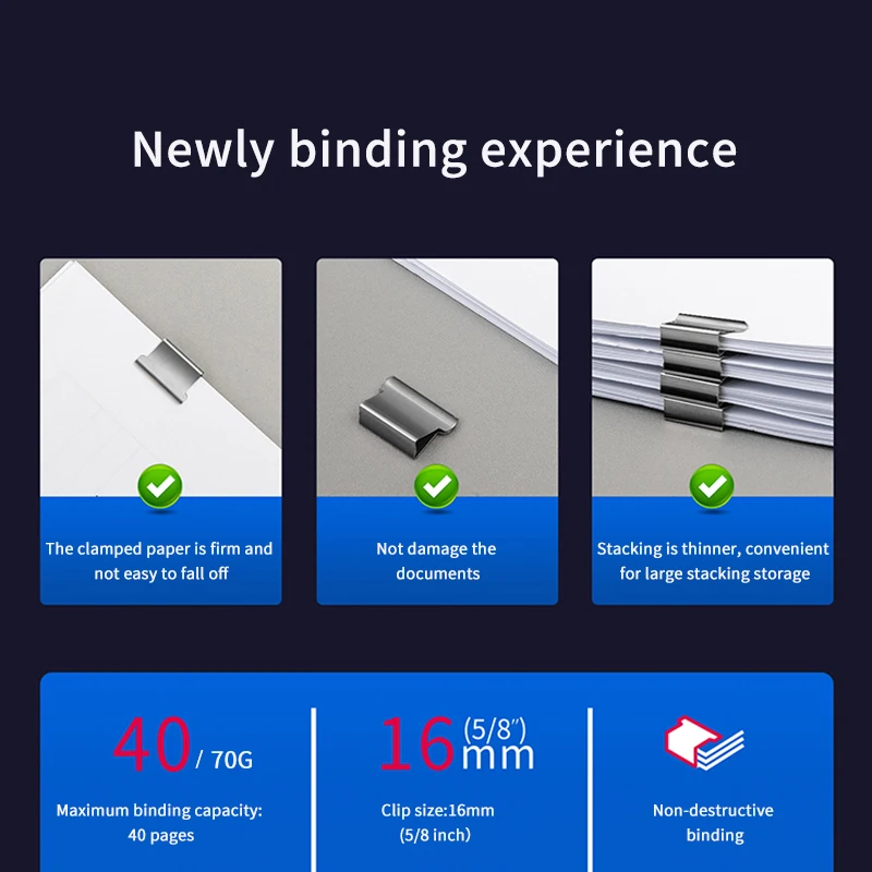 M & g #40 2in1 braçadeira clipe dispenser kit handheld grampo de ligação rápida clipes de recarga de metal inoxidável clipper papel para o