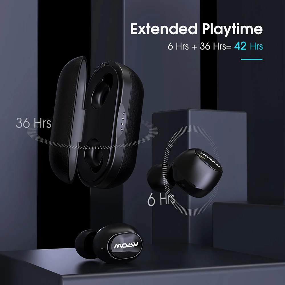 Mpow T5 TWS Bluetooth 5.0 Наушники 3D Стерео Беспроводные наушники Handsfree Мини AptX IPX7