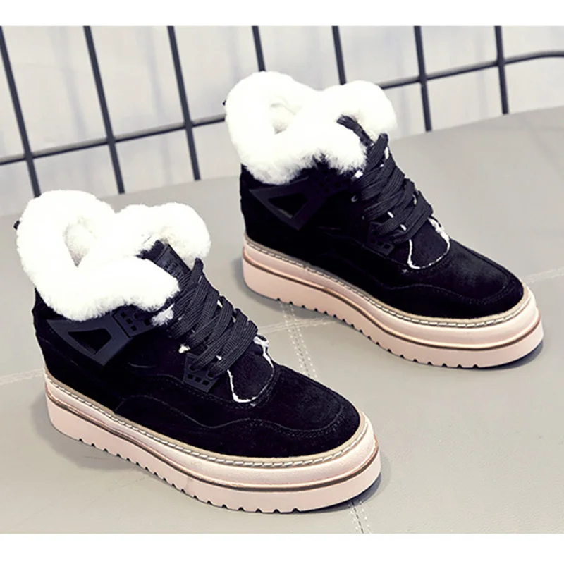 SWYIVY Chaussures Femme Platform Snow Boots Increased Wedge Women Winter Boots Fashion Winter Ankle Boots For Women Shoes - Цвет: black