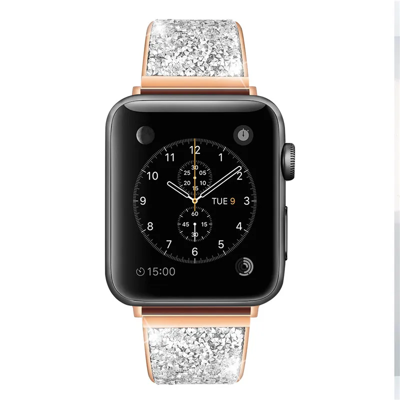 Женские часы с бриллиантами ремешок для apple Watch, 38 мм, 42 мм, Нержавеющая сталь Браслет спортивный ремешок для iwatch серия 4/3/2/1 44 мм 40 мм