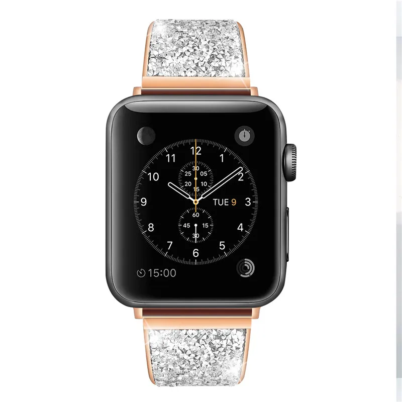 Женские часы с бриллиантами ремешок для apple Watch, 38 мм, 42 мм, Нержавеющая сталь Браслет спортивный ремешок для iwatch серия 4/3/2/1 44 мм 40 мм