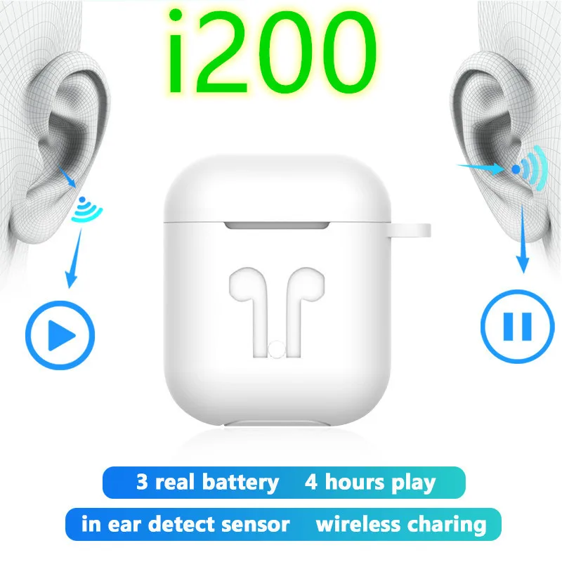 

i200 tws Wireless Bluetooth earphone in-ear detection pop-up window original 1:1 Support wireless charging pk i30 i60 i80 i100