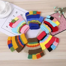 Детские вязаные перчатки с героями мультфильмов, искусственный кашемир, креативные жаккардовые перчатки с полупальцами, милые теплые перчатки напрямую от производителя