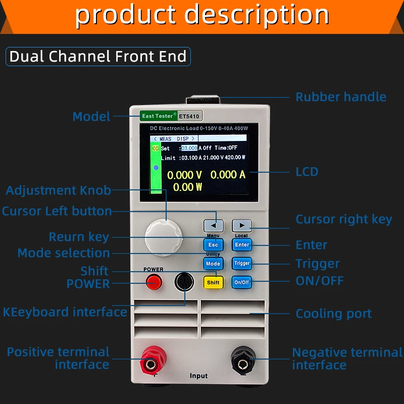 Koop ET5410 Belasting Professionele Programmeerbare Dc Elektrische Belasting Digitale Controle Dc Belasting Elektronische Batterij Tester Belasting 150V 40A 400W
