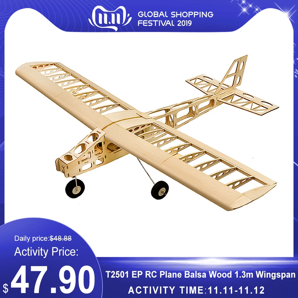 

T2501 EP Training RC Plane Balsa Wood 1.3m Wingspan Biplane RC Airplane Toy KIT RC Aircraft for Kids