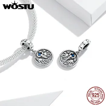 

Wostu 925 Sterling Silver Charm&Bead Mysterious Scorpion Vintage Pendant Charm Fit for Original Bracelet DIY Jewelry FIC1503