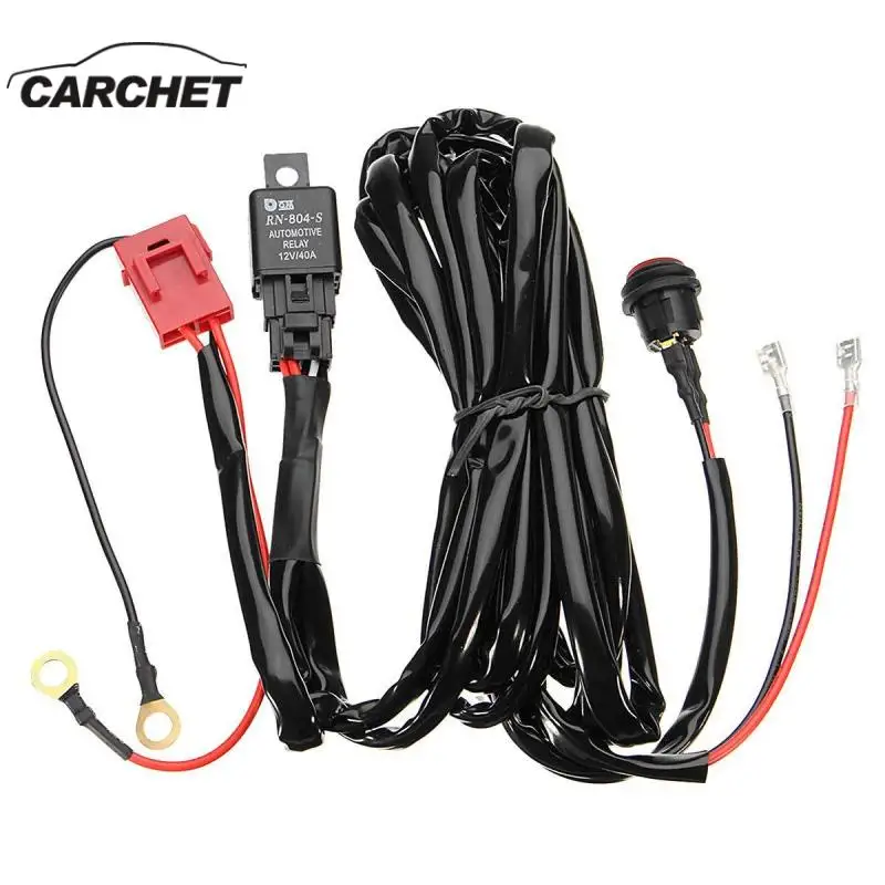 

CARCHET 12V LED Work Light Wiring Harness Relay Kit ON/OFF Switch for HID Fog Lamp Long Strip Light Off-road Vehicle Spotlights