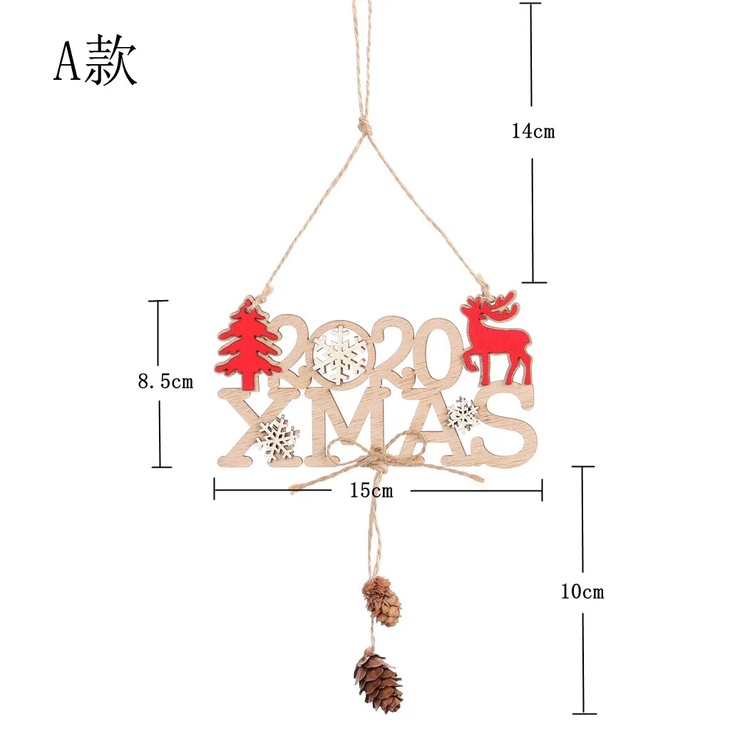 Винтажные рождественские деревянные подвески из пеньки с буквенным принтом, поделки из дерева, милые елочные украшения, украшения для рождественской вечеринки, детский подарок A20