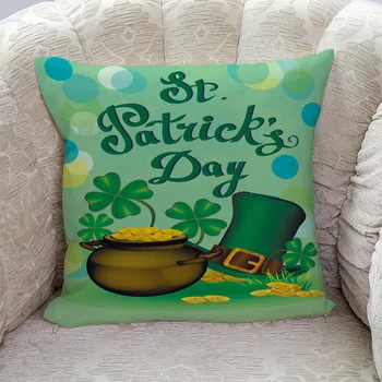

St Patricks Day Clover Green Gold Coin Pillow Covers Cases Cushion Pillowcase Square Print