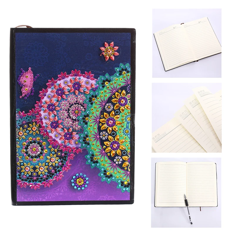 

NEW Diamond Painting Notebook DIY Mandala Special Shaped Diamond Embroidery Cross Stitch A5 Notebook Diary Book Mosaic Craft Gif