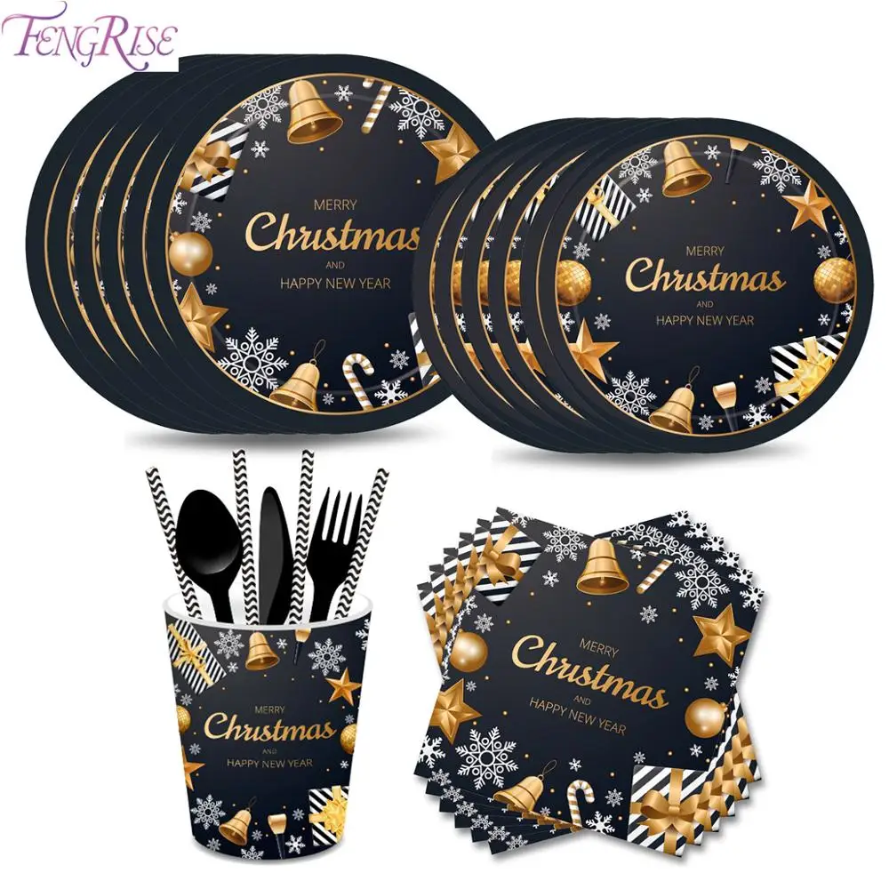 

paper plates Cup Napkin 2019 Christmas Tableware Disposable Party Tableware Happy New Year Tableware Christmas Party Supplies