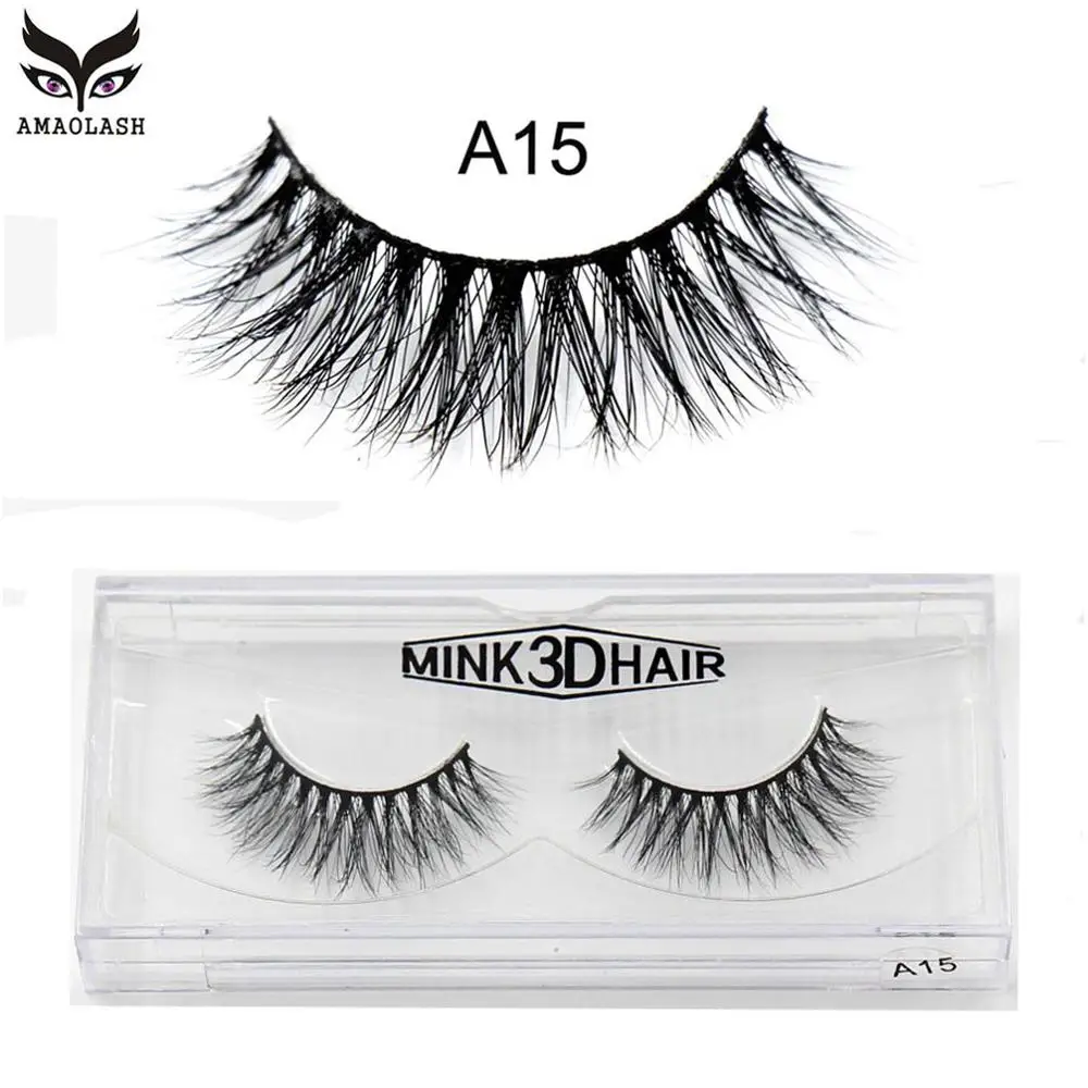 

AMAOLASH Eyelashes 3D Mink Lashes Crisscross Natural Long Mink False Eyelash Extension High Volume Dramatic Eyelashes A15