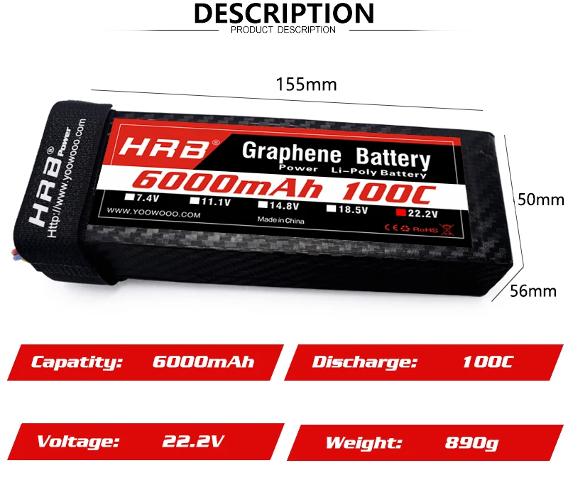 HRB графеновая батарея 6S 22,2 V 6000mah 100C XT90 разъём для LiPo батарей батарея для Goblin 570 AlIGN trex 700 800E вертолет RC автомобиль Лодка
