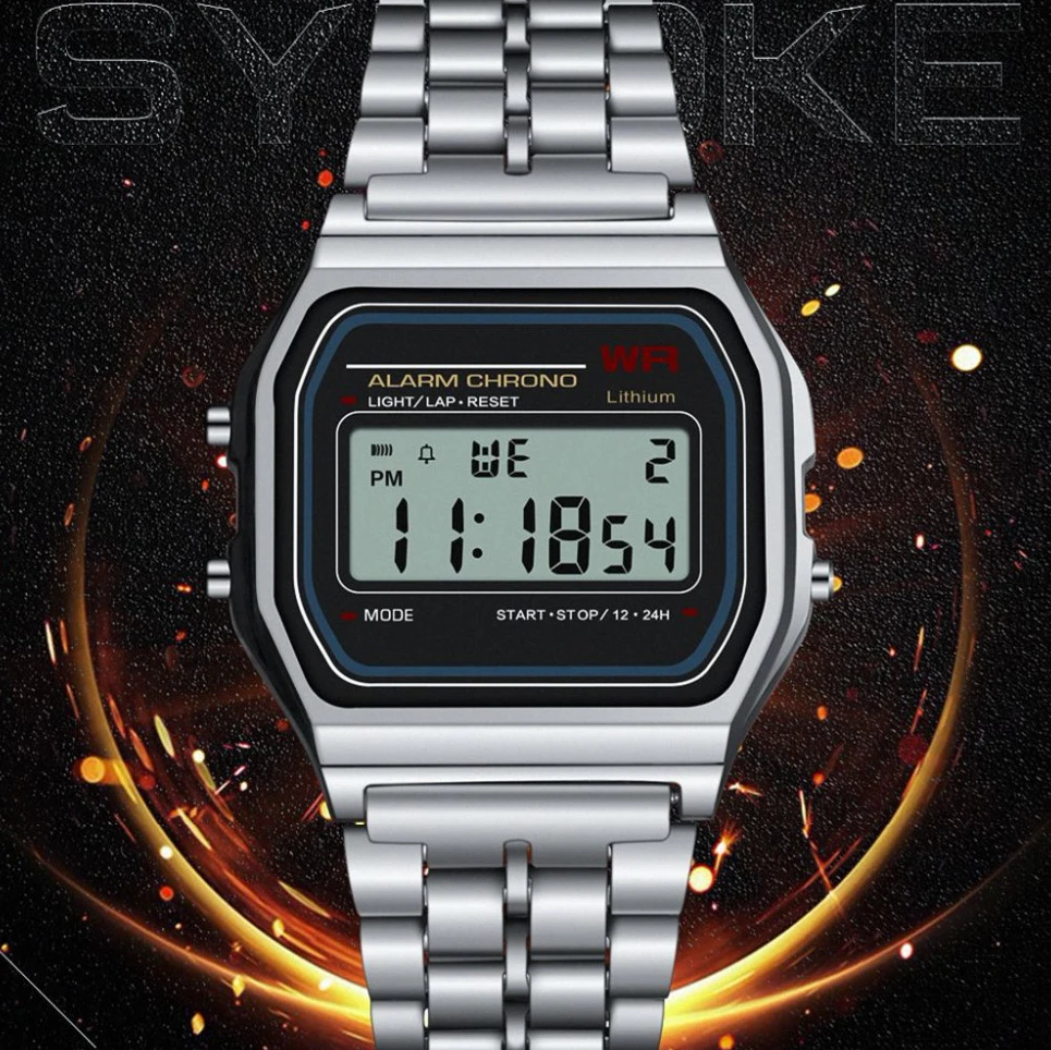 stainless steel digital watch