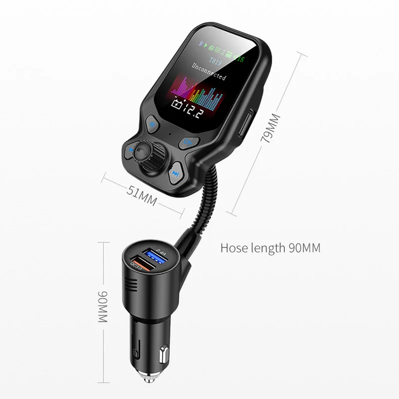 JaJaBor FM передатчик Bluetooth 5,0 автомобильный комплект громкой связи вызова AUX Стерео QC3.0 Быстрая зарядка Поддержка TF карта U диск воспроизведение