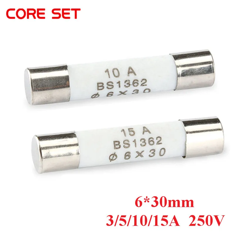 10Pcs/lot fast ceramic fuses Kit assortment 6*30mm 250V 3A 5A 10A 6x30mm AMP Fuse tube