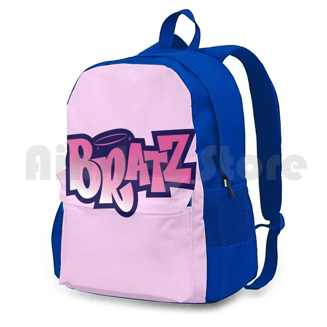 Purple And Pink Bratz Logo Outdoor Hiking Backpack Riding Climbing Sports  Bag Cartoon Pixelated Vinyl Aesthetic