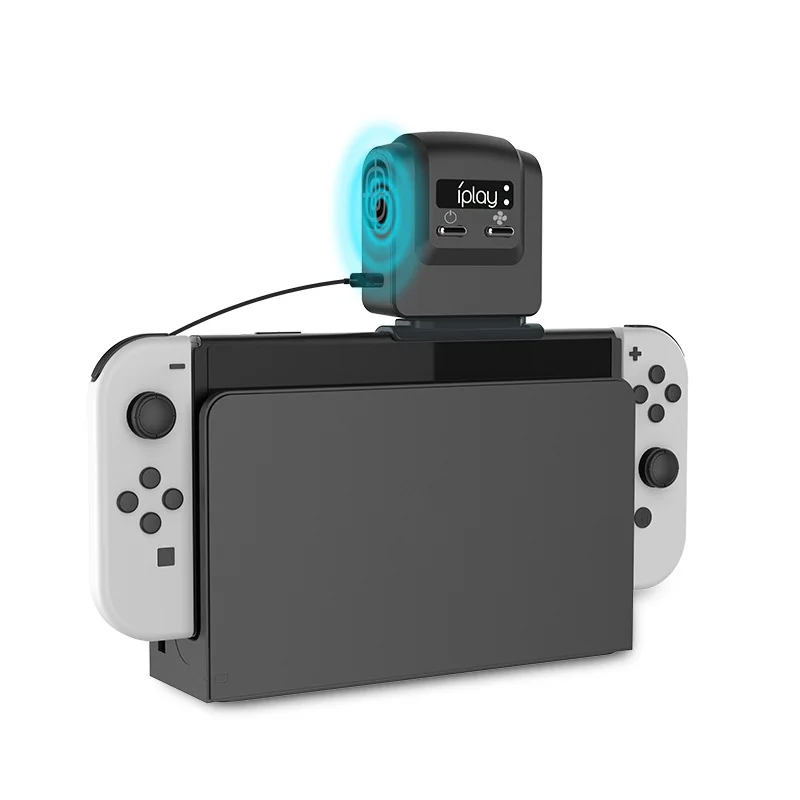 Ventilador de refrigeración para interruptor NS, Base de radiador de bombeo Turbo externo, disipador de calor, pantalla de temperatura para Nintendo Switch OLED