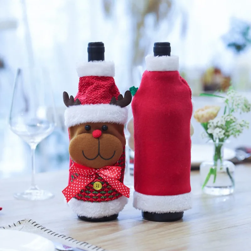 Рождество Navidad Декор бутылки вина обложка Новогодние украшения с дедом морозом Мороз Снеговик держатели для подарков новогодний обеденный стол декоры