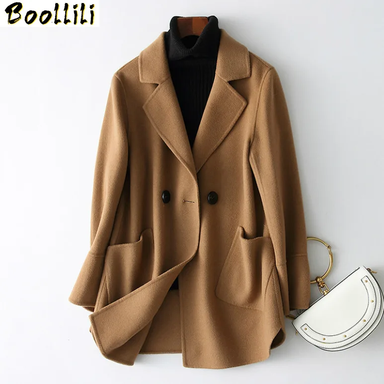 

Boollili Elegant Woman Winter Casaco 2020 Real Wool Coat Female Autumn Solid Casual Jackets for Women Camel 80% Wool Coats