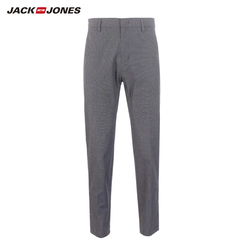 JackJones мужские хлопок бизнес Смарт повседневные клетчатые брюки с принтом брюки 219114563