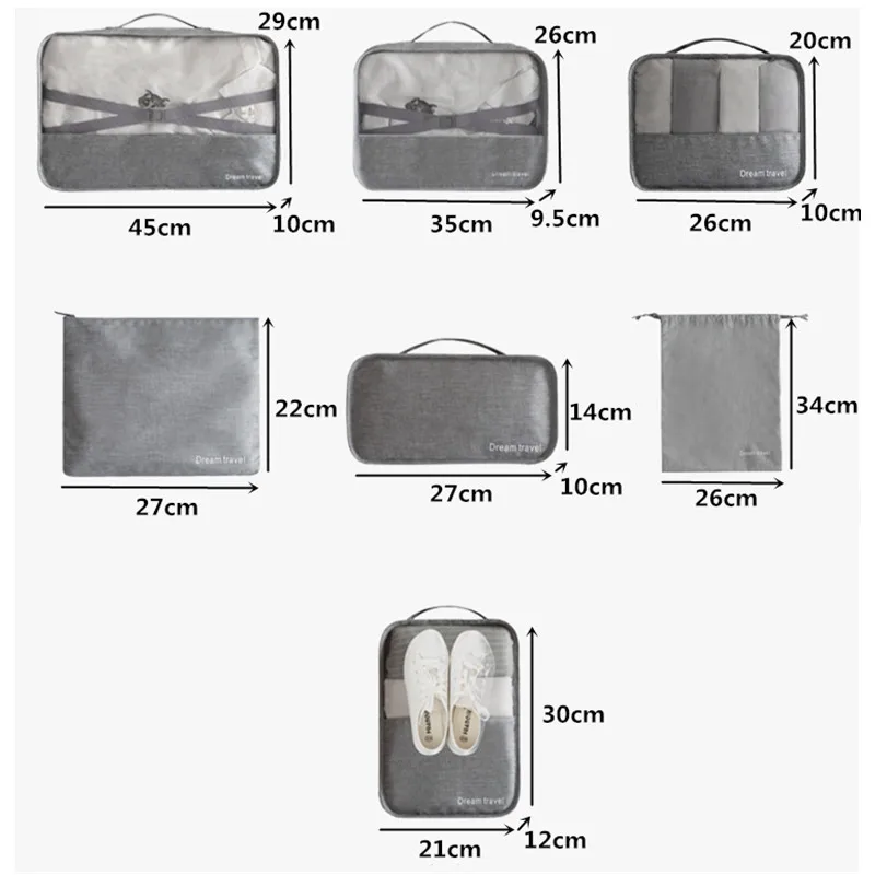 Comprar Conjunto de bolsas de viaje para hombre, Cubo de embalaje impermeable, organizador de clasificación de ropa portátil, bolsas de viaje para mujer, accesorios para equipaje de mano