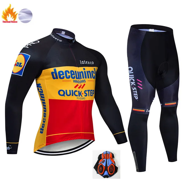 QUICKSTEP командная велосипедная куртка 9D набор велосипедных штанов Ropa Ciclismo мужская зимняя теплая флисовая pro трикотаж для велосипедистов одежда - Цвет: 13