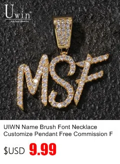 Uwin имя ожерелья кисточки шрифт буквы кулон кубического циркония полный Iced Out для мужчин хип-хоп ювелирные изделия подарок