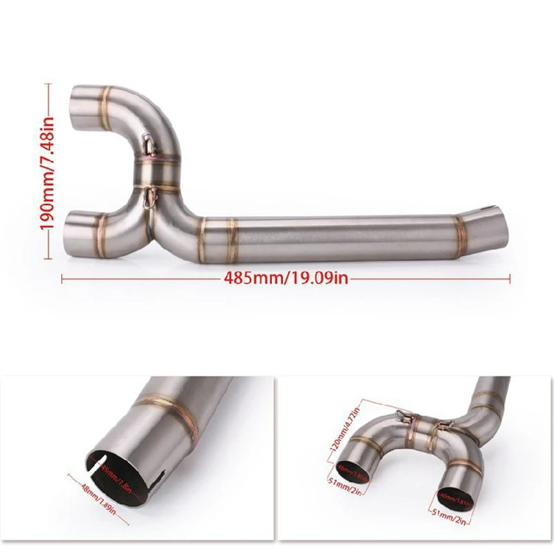 For Yamaha FZ6 FZ6N FZ6S Motorcycle Dual-outlet Exhaust Middle Link Pipe Escape 51mm Mufflers Pipe Removable DB Killer Stainles - Image 2