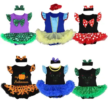 

Infant Cute Romper Summer Baby Girl Bow Tulle Tutu Toddler Minnie Costumes Snow White Princess New Born Elsa Jumpsuit