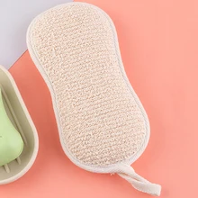 Однотонная натуральная льняная губка в форме мочалки, щетка для чистки кожи для мужчин и женщин, душ для ванной